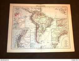 Carta Geografica O Mappa Berghaus 1882 Ancient Map Sud America Colombia Perù - Avant 1900