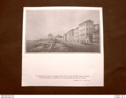 Genova Nel 1860 Lungomare E Spiaggia Di Sampierdarena Liguria Ristampa - Autres & Non Classés