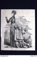 Moda E Costume Di Donna - Figurino Della Moda Del Mese #4 Incisione Del 1875 - Avant 1900