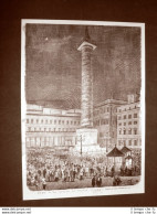 Rarissima Veduta Di Roma Del 1876 La Musica In Piazza Colonna Lazio - Voor 1900