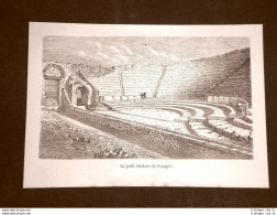 Incisione Del 1865 Il Piccolo Teatro Di Pompei - Voor 1900