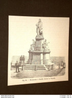 Rara Veduta Di Fine '800 Monumento A Camillo Benso Conte Di Cavour Di Vercelli - Avant 1900