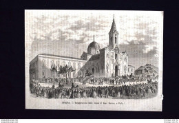 Inaugurazione Della Chiesa Di Buen Suceso, A Madrid, Spagna Incisione Del 1868 - Avant 1900