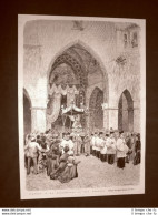 Rarissima Incisione Del 1876  Napoli Processione Di San Gennaro Disegno Matania - Voor 1900