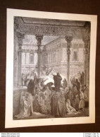 Incisione Di Gustave Dorè Del 1880 Bibbia Daniele Sacerdoti Bel Bible Engraving - Antes 1900