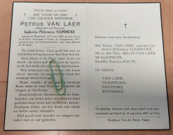 DP - Petrus Van Laer - Vleminckx - Wambeek 1883 - Pamel 1957 - Décès