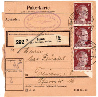 Hitler; 15 Pfg. Als Reine Mehrfachfrankatur Auf Paketkarte - Autres & Non Classés