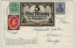 Deutsches Reich 1920, Postkarte Leipzig - Arosa (Schweiz), Notgeld Fraustadt - Lettres & Documents