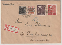 SBZ/Berlin: R-Brief Mit MiF Bez.-handstpl./10-fach/Posthörnchen - Cartas & Documentos