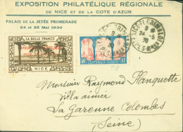 DEVANT DE LETTRE Exposition Philatélique Régionale Nice & Cote D'Azur 1930 CAD Nice 24 5 1930 YT N°263 - 1921-1960: Modern Period