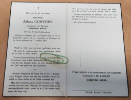 DP - Alfons Convens - Maes - Beverlo 1914 - Ongeval In Kolenmijn Beringen 1957 - Obituary Notices