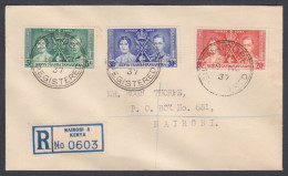 Kenya, Uganda & Tanganyika 1937 Used Registered Cover Coronation Of King George VI Stamps - Kenya, Oeganda & Tanganyika