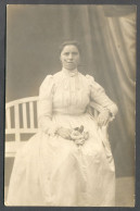 WOMAN YOUNG GIRL  JEUNE FILLE DRESS FASHION, REAL OLD  PHOTO, ATELIER BRAUNER ZAGREB, Year 1908 - Femmes