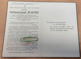 DP - Guillaume De Geyndt - Wambeek 1873 - 1957 - Décès