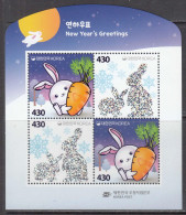 2022 South Korea Year Of The Rabbit FOIL Souvenir Sheet MNH - Corea Del Sur