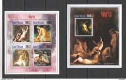 St1257 2013 Guinea-Bissau Erotic Art Nude Paintings Ninfas Kb+Bl Mnh - Other & Unclassified