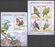 Ic18 2014 Ivory Coast African Fauna Birds Pigeons & Doves #1534-7+Bl194 Mnh - Other & Unclassified