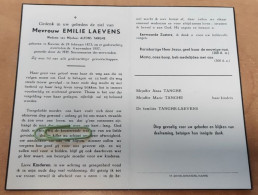 DP - Emilie Laevens - Tanghe - Kuurne 1873 - 1957 - Todesanzeige