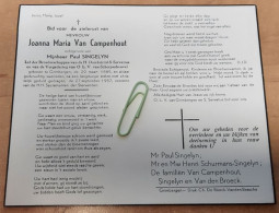 DP - Joanna Van Campenhout - Singelyn - Grimbergen 1885 - 1957 - Todesanzeige