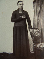Photo CDV Anonyme - Religion, Prêtre Dédicace  Au Dos, Second Empire, Ca 1860 L680B - Oud (voor 1900)
