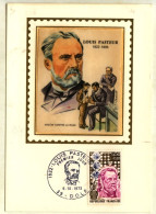 CP 1er Jour Sur Soie : LOUIS PASTEUR - Cachet Daté 6 X 1973 Dole - 370 - 1970-1979