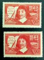 1937 FRANCE N 341 / 342 - DISCOURS SUR / DE LA MÉTHODE 1637 DESCARTES - NEUF* - Unused Stamps