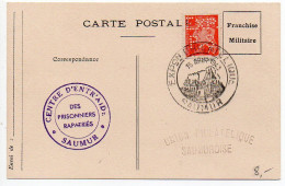 Carte Souvenir Exposition Saumur 1943 Avec 70c Pétain Perforé EXP. P.S. - Guerra Del 1939-45