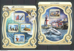 Fd1451 2017 Chad Lighthouses Marine Life Ships Birds #2966-69+Bl693 Mnh - Meereswelt