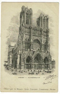 Gravure, Publicité Léon Chandon Au Verso (Vue Des établissements) Reims, Cathédrale - Offert Par Le Champagne Chandon - Reims