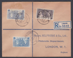 British Aden 1937 Used Registered FDC To England, Coronation Of King George VI Stamps, First Day Cover - Aden (1854-1963)