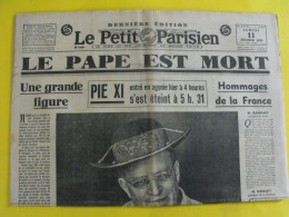 Journal Le Petit Parisien Du 11 Février 1939. Pape Pie XI Pacelli Catalogne Espagne Japon Hainan Tonkin Indochine - Le Petit Parisien