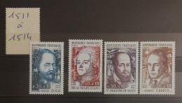 France  Neufs N**  4 Timbres YT N° 1511, 1512, 1513, 1514 Célébrités - Neufs