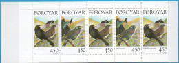 Faeroër 1998 Birds Stamp Booklet 6 Values 99- Pzb Faroe Islands, Foeroyar, Blackbird, Starling - Sonstige & Ohne Zuordnung