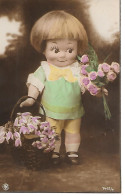 Doll - Puppe - Bambola- Poupée - With Wicker Basket, Flowers, Fleurs, Blumen - Giochi, Giocattoli