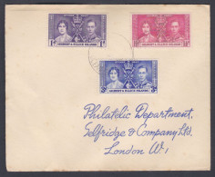 British Gilbert & Ellice Islands 1937 Used Cover To England, Coronation Of King George VI Stamps - Isole Gilbert Ed Ellice (...-1979)