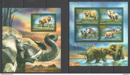 Ca699 2013 Central Africa Fauna Wild Animals Les Elephants Kb+Bl Mnh - Other & Unclassified
