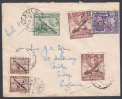 British Malta 1948 Used Airmail Cover To England, King George VI, Self Government Overprint, HMS St. Angelo Fort - Malta (...-1964)