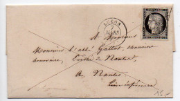 Cérès N° 3 Sur Lettre Du 7 Mars 1850 - Grille Avec CaD De Luçon (Vendée) - 1849-1876: Klassik