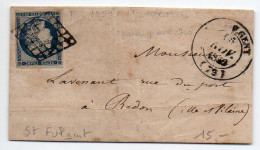 Cérès N° 4 Sur Lettre Du 15 Nov 1850 - Grille Avec CaD Type 14 De St Fulgent (Vendée) - Points De Rousseur - 1849-1876: Classic Period