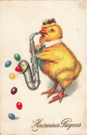 FETES - VOEUX - Heureuses Pâques - Poussin Jouant Du Saxophone - Colorisé - Carte Postale Ancienne - Easter