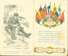 Calendrier Petit Format 1916 Dieu Honneur Patrie Soldat Poilu Imp Orphelins Apprentis D'Auteuil - Petit Format : 1901-20