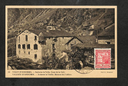 ANDORRE - ANDORRA - Carte MAXIMUM 1953 - Andorra La Vella - Casa De La Vall - Maison Des Vallées - RARE - Otros & Sin Clasificación