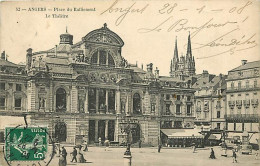 49 - Angers - Place Du Ralliement, Le Théâtre - Animée - Oblitération Ronde De 1908 - Etat Léger Pli Visible - CPA - Voi - Angers