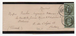 Napoléon N° 19 X2 Sur Bande D'imprimés De 1869 - 1849-1876: Klassik