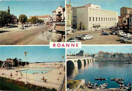 42 - Roanne - Multivues - Automobiles - Piscine - Flamme Postale 23e Foire De Roanne 1970 - CPM - Voir Scans Recto-Verso - Roanne
