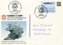 Schweiz Suisse 2009: GABRA V BERN Centenaire Du Monument De L'UPU Et Journée Mondiale De La Poste ⊙ BERN 9.10.2009 - Ganzsachen