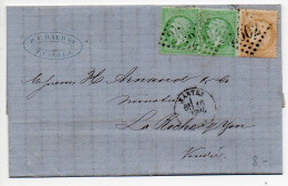 Napoléon N° 20 X2 + Cérès N° 59 Sur Lettre De 1872 - 1849-1876: Période Classique