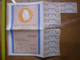 1945 1954  Amortissable TRESOR PUBLIC 12 Coupons Sur 40 Rente 3 Pour 100 - Autres & Non Classés