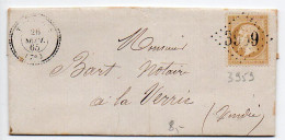 Napoléon N° 21 Sur Lettre De 1865 - Losange GC 3959 Avec CaD Perlé De Tiffauges (Vendée) - 1849-1876: Période Classique