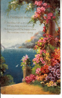 I85.Vintage Greetings Postcard. View Of Lake And Flowers. - Birthday